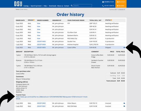 Ordergeschiedenis en crop